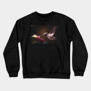 Hummingbird at red flower Crewneck Sweatshirt